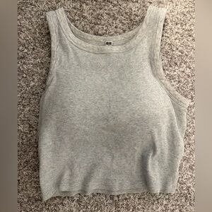 Uniqlo Ribbed Cropped Bra Top Light Gray